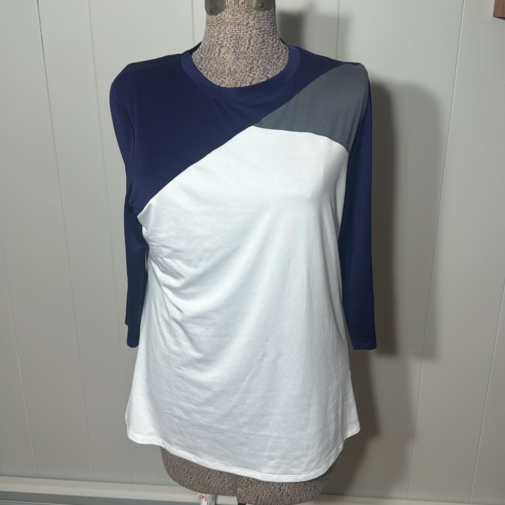 C-Buk Cutter & Buck NWT Womens Large Ragland Stretchy Purple White Top